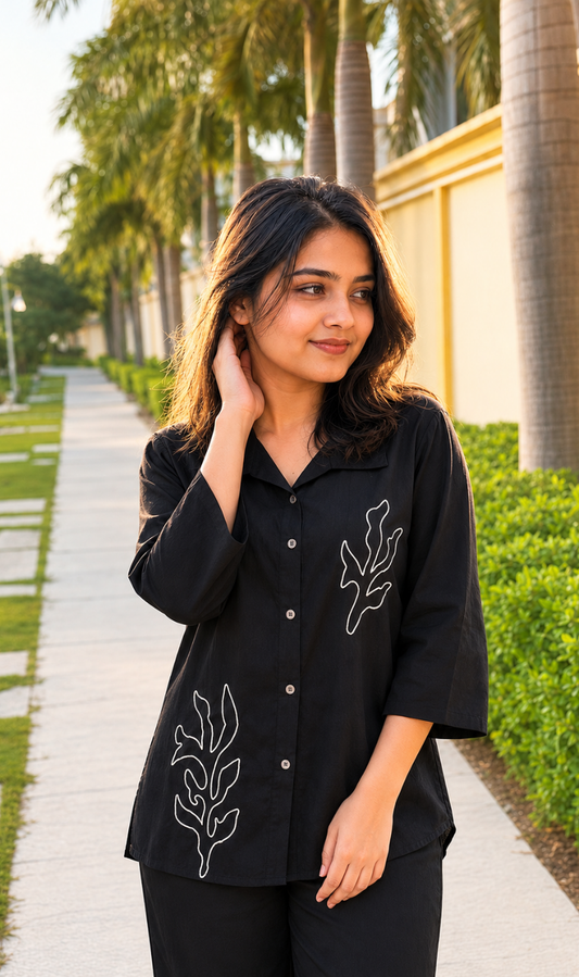 Black Dabu Cotton Co-ord Set