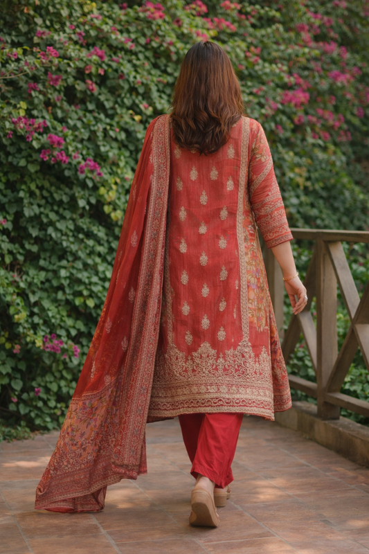 Pink Rayon Digital Printed Kurta Pant With Traditional Dupatta