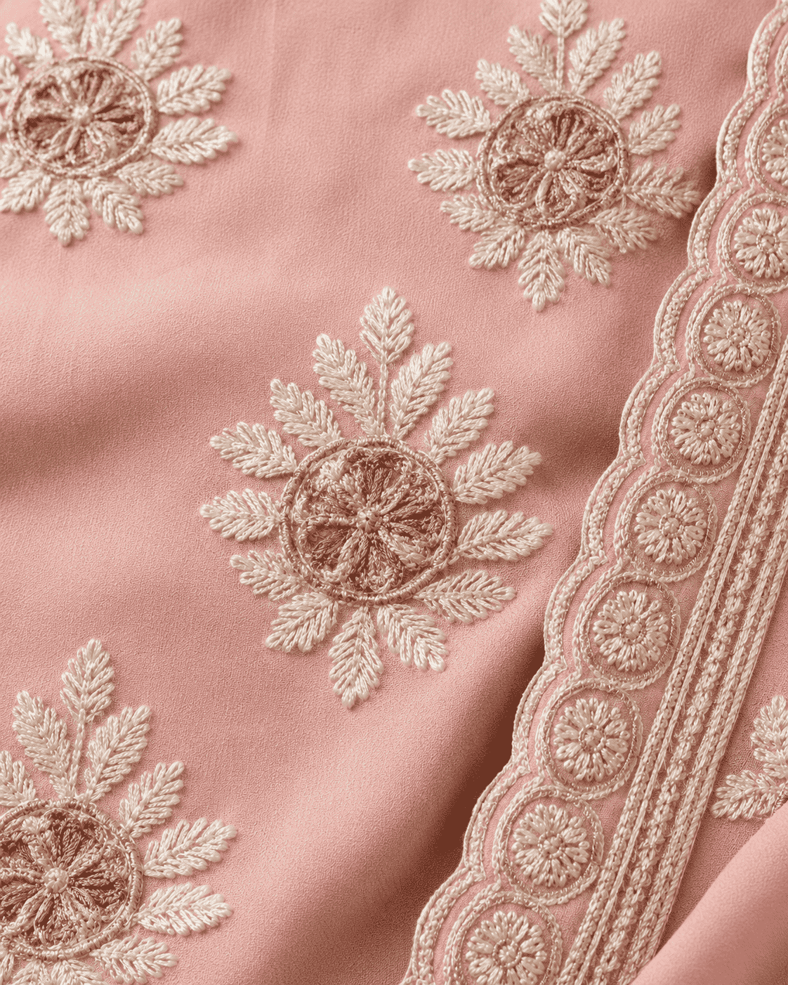 Unstitched Dusty Rose Pink Organza Suit With Delicate Sequin Floral Embroidery