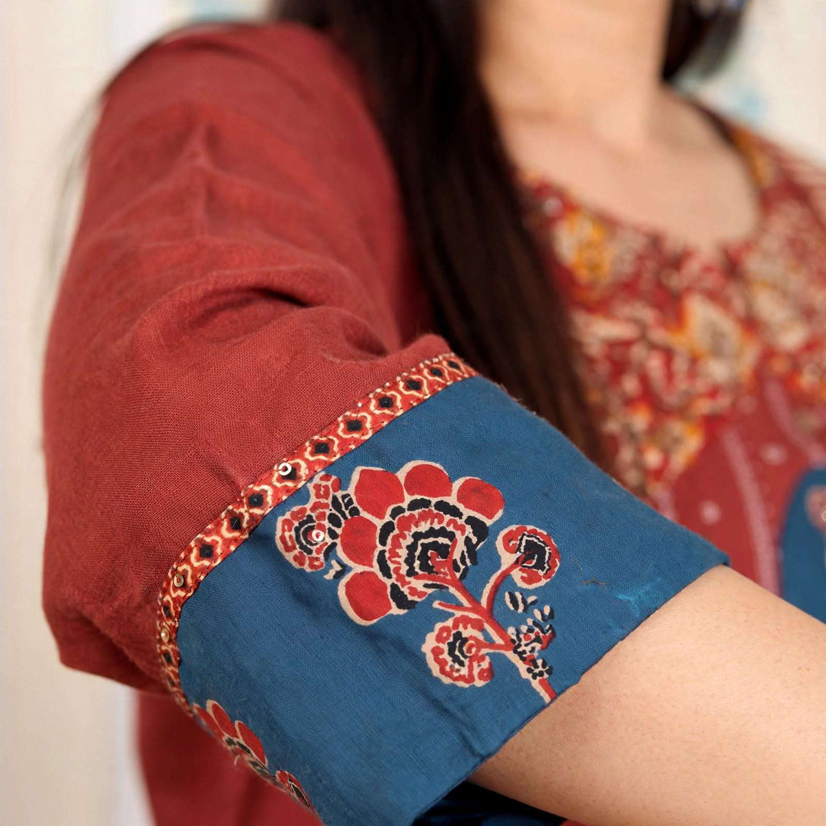 Rust Red Handloom Cotton Kurta and Pant With Dupatta