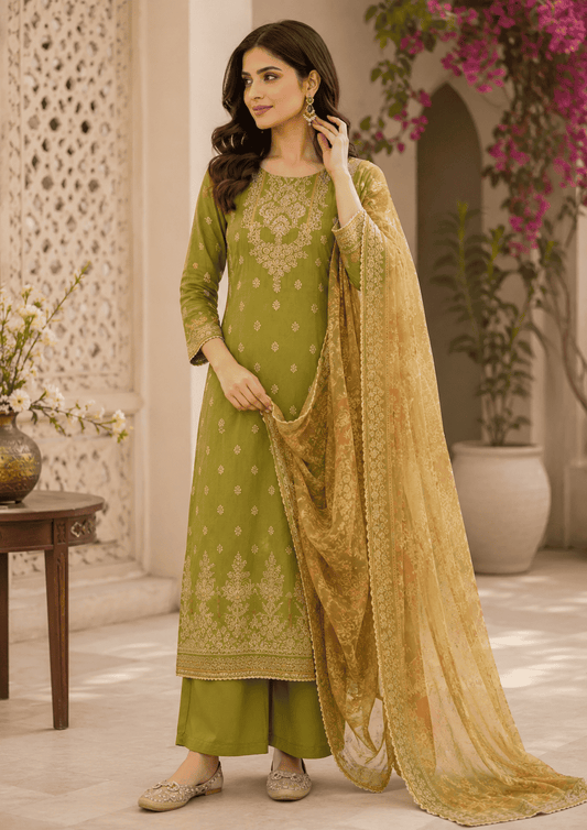 Olive Green Rayon Digital Printed Kurta Pant With Traditional Dupatta