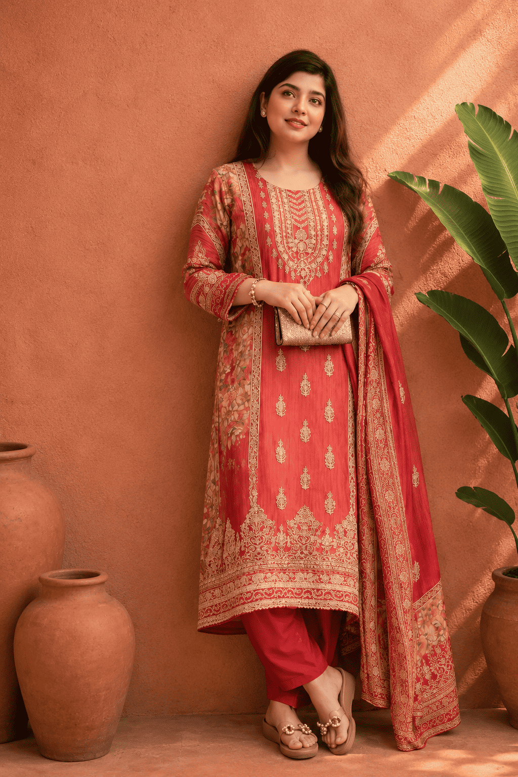 Pink Rayon Digital Printed Kurta Pant With Traditional Dupatta
