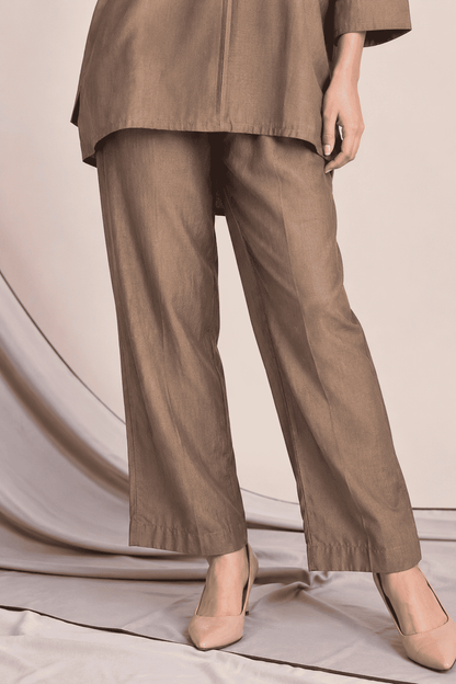 Olive Grey Embroidered Roman Silk Kurta Pant Set