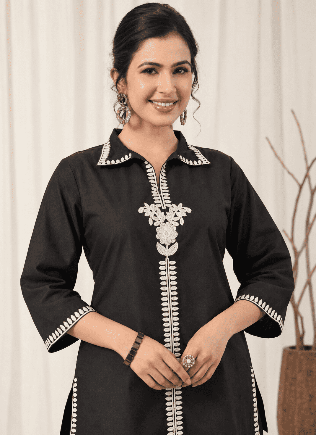 Black Cotton Blend Co-ord Set