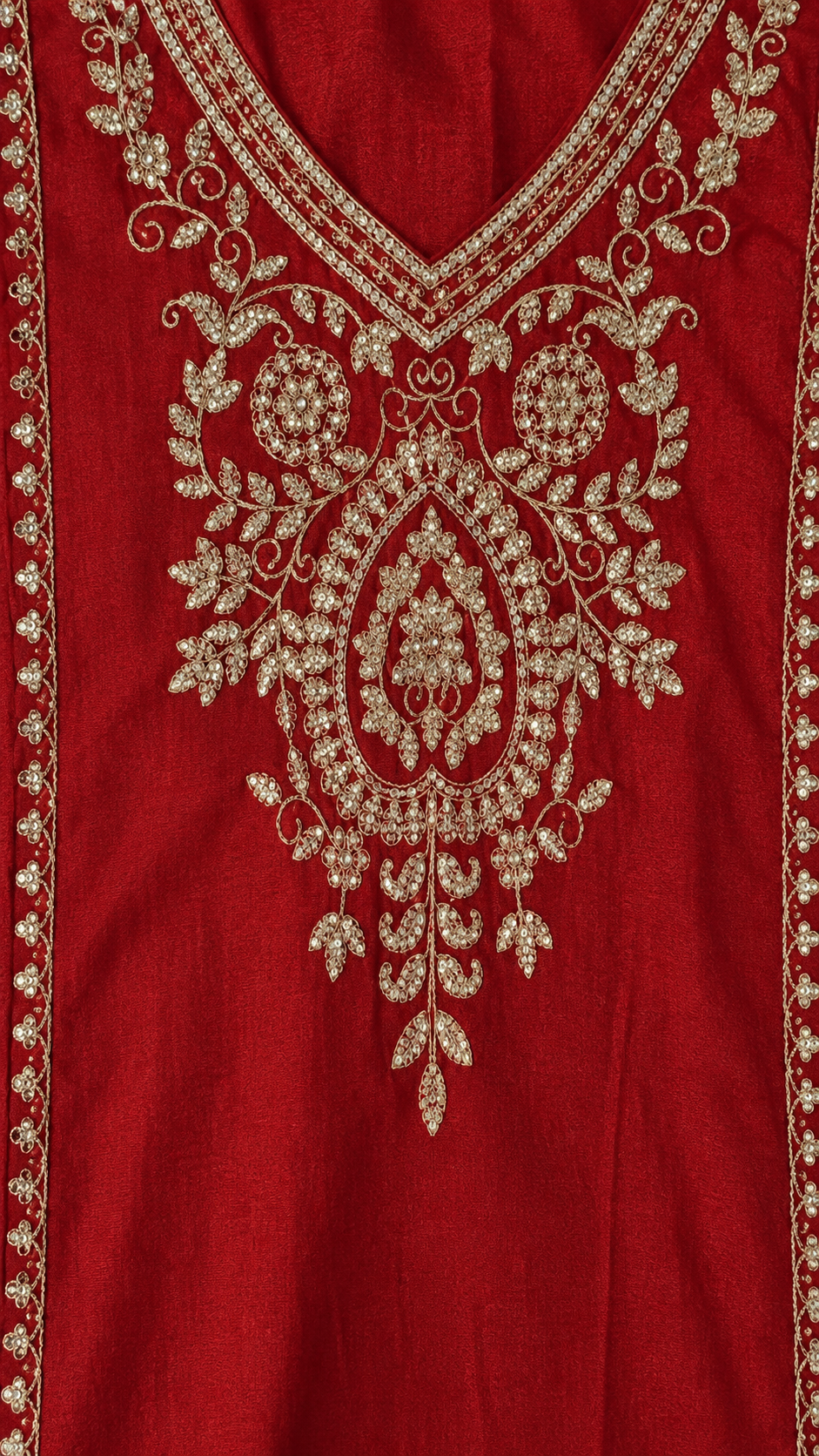 Rust Red Silk Blend Embroidered Kurta and Pant with Dupatta