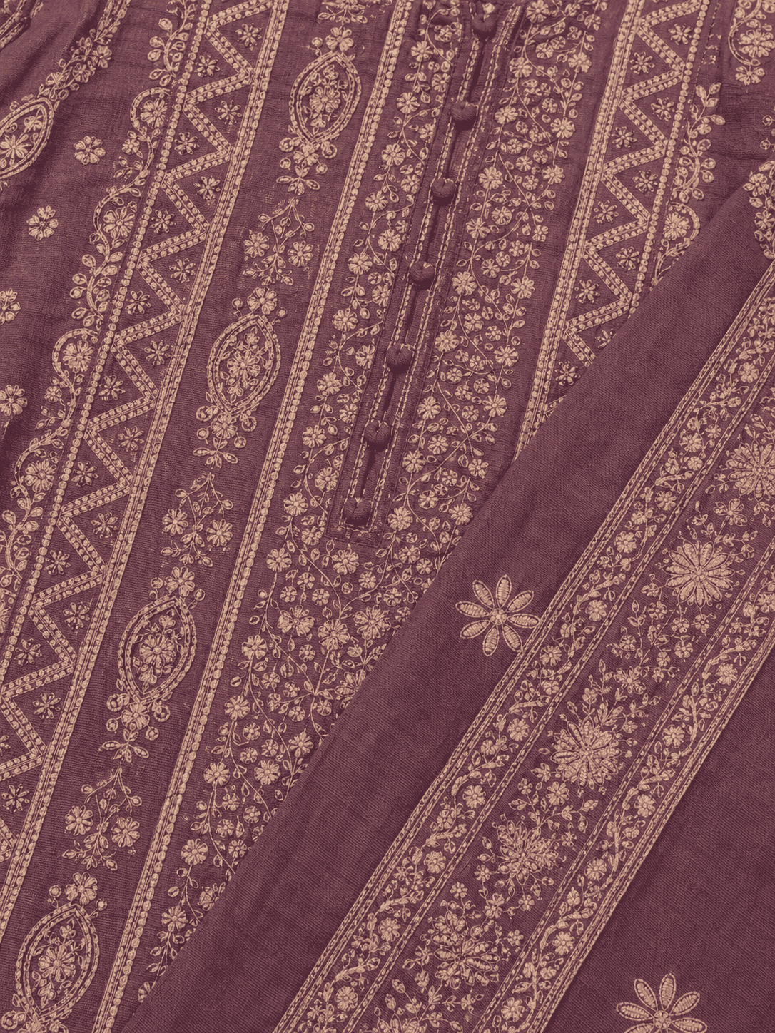 Unstitched Dusty Mauve-Purple Viscose-Georgette Fabric Adorned With Delicate Ivory Thread Embroidered Suit Material