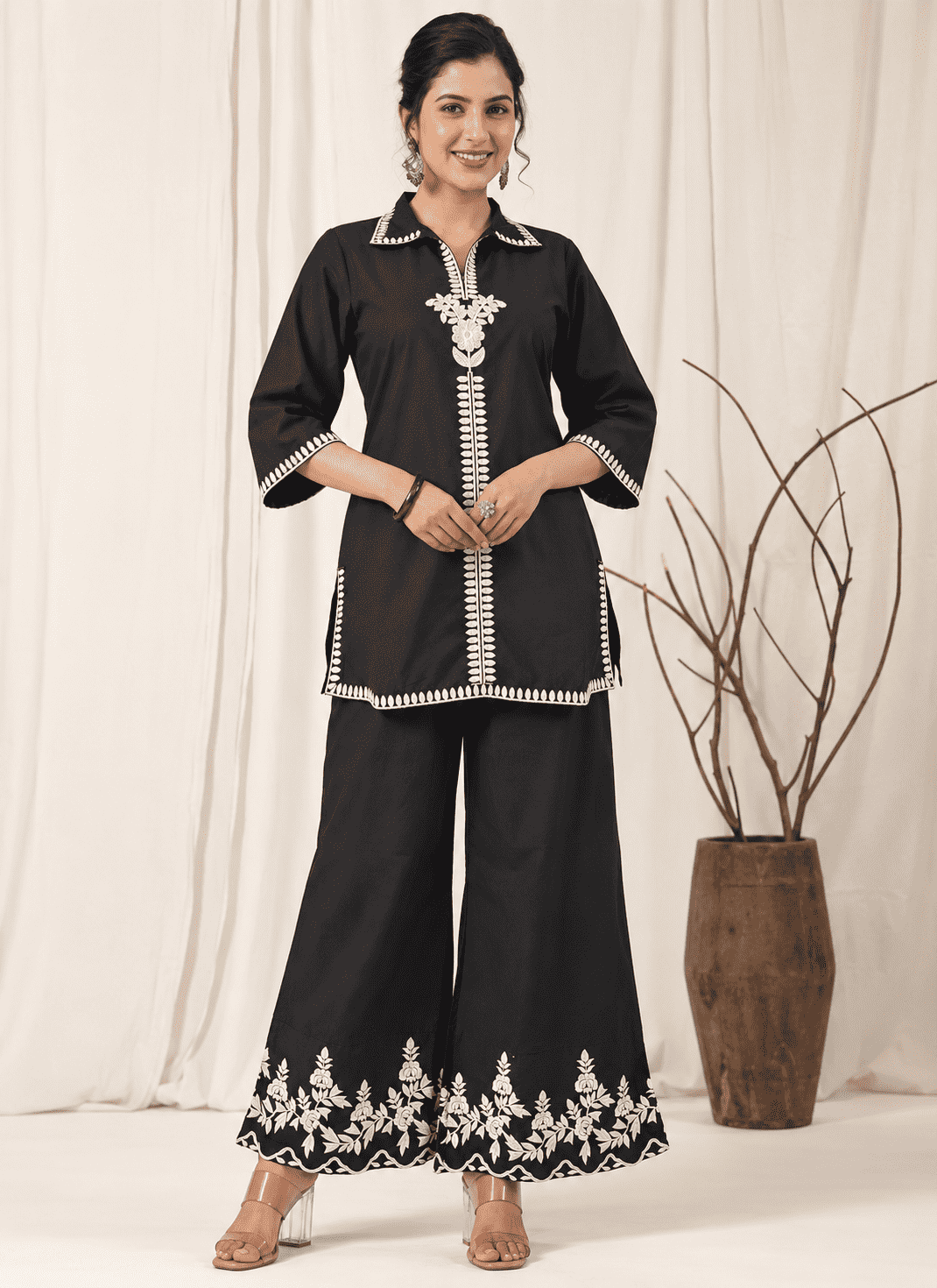 Black Cotton Blend Co-ord Set
