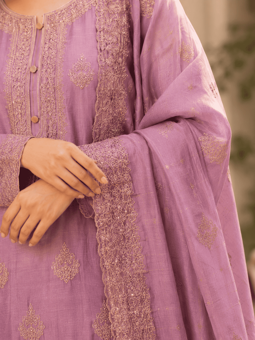 Semi-Stitched Shimmer Organza Silk In Soft Lavender Suit Material