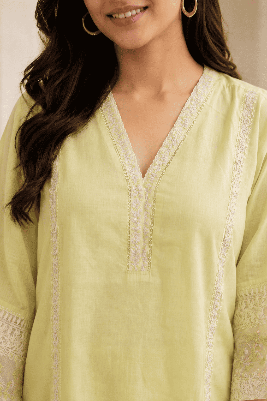 Pastel green silk embroidered kurta pant set with dupatta