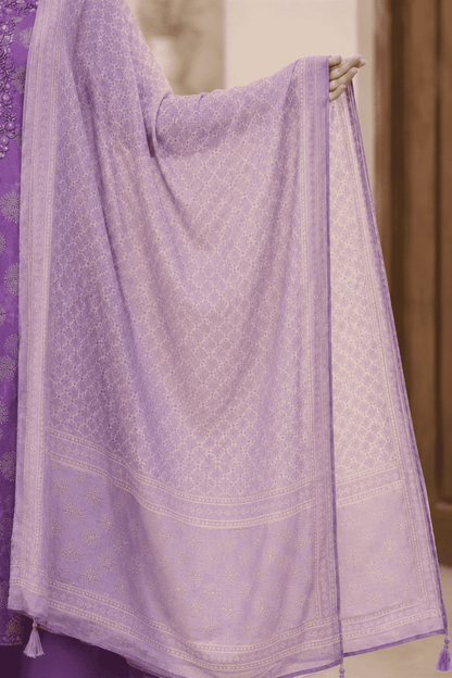 Lavender Cotton Bagru Handblock Kurta Set With Matching Dupatta