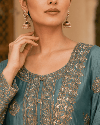 Semi-Stitched Soft Organza-Silk In Pistachio Green With A Gentle Luminous Sheen Suit Material