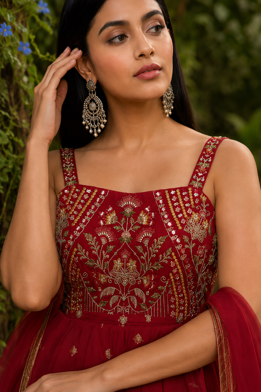 Pink Silk Blend Embroidered Peplum Short Kurta and Wide Palazzo Pants with Dupatta and Belt