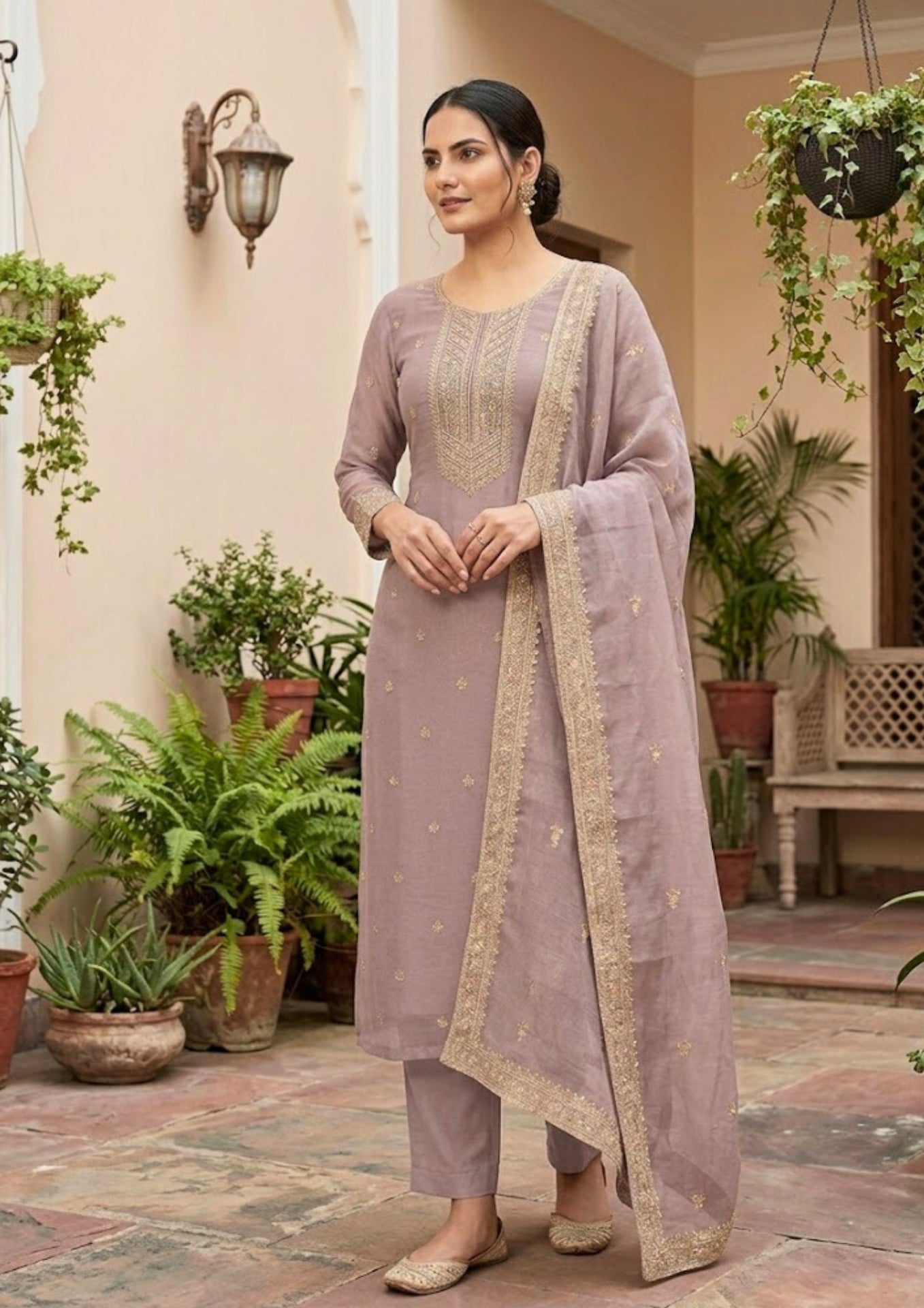 Semi Stitched Soft Blush Pink With Delicate Work Suit Material