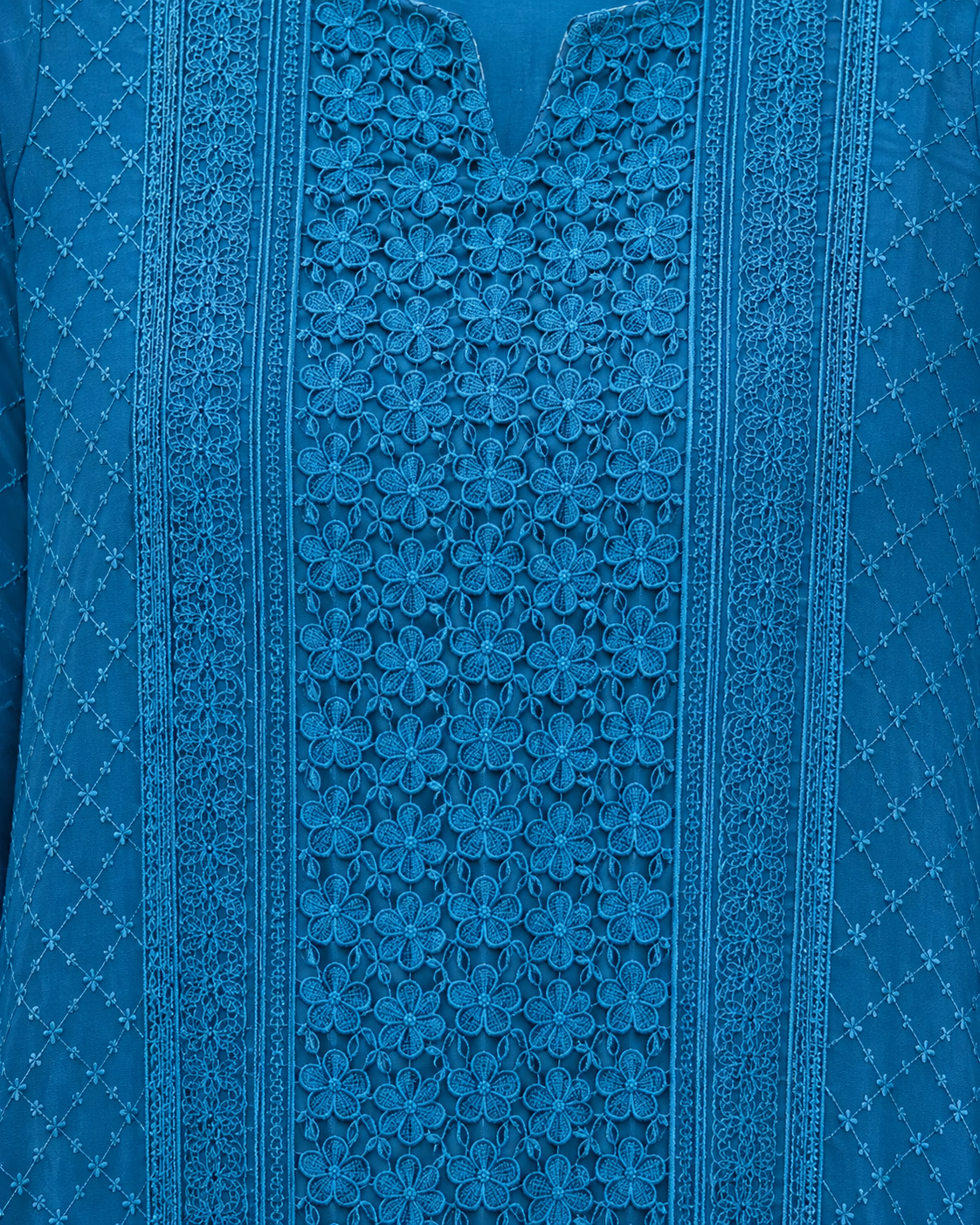Blue Chikankari Embroidered Georgette Kurta Pant Set With Dupatta