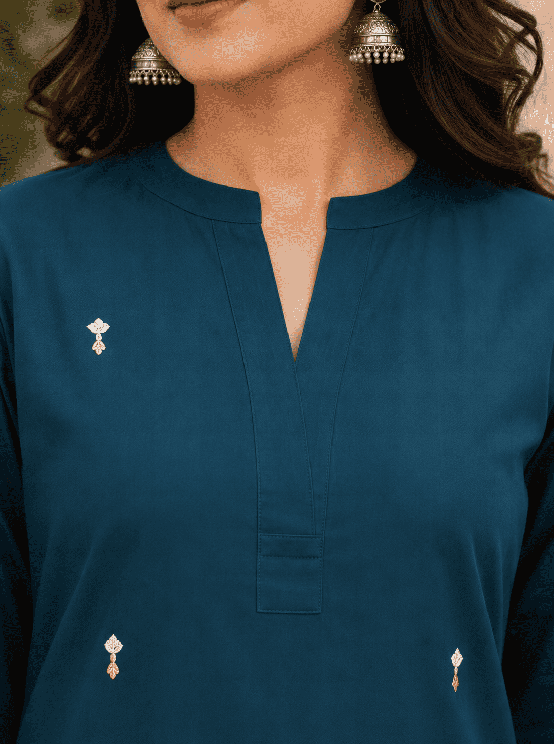 Navy Blue Pure Cambric Cotton Kurta Pant Set