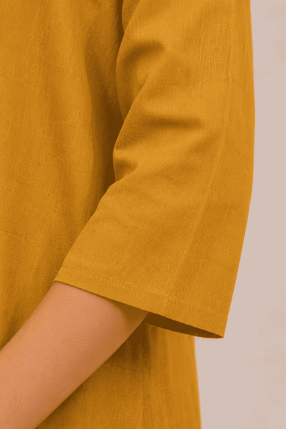 Mustard Embroidered Dola Silk Kurta Pant Set