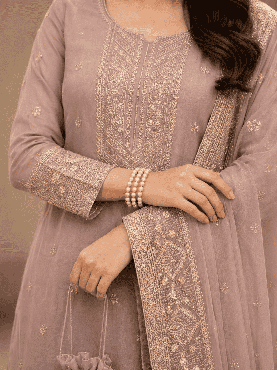 Blush Pink Semi-Stitched Soft Organza Suit Set With Dupatta