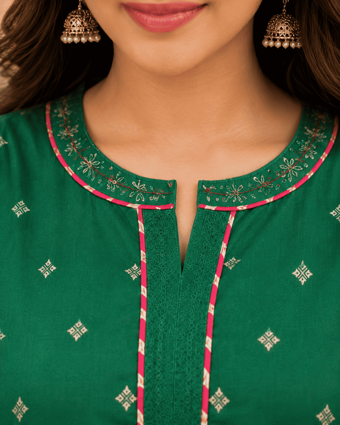 Emerald Green Jacquard booti Silk Kurta Pant Set
