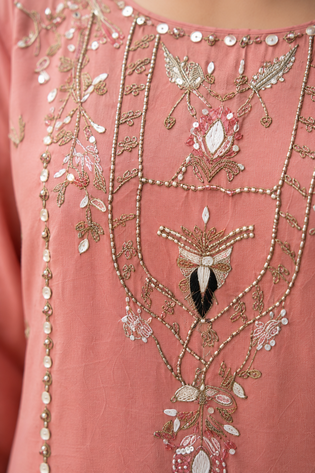 Pink Mul Chanderi Embroidered Kurta and Pant With Dupatta