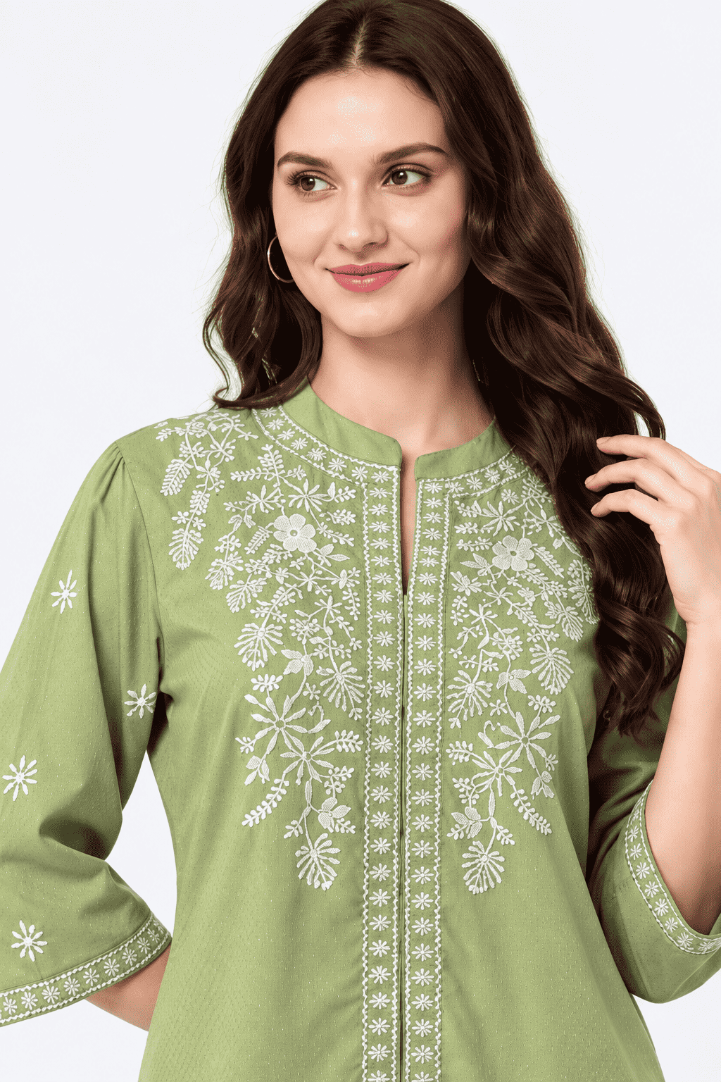 Sage Green Embroidered Viscose Co-ord Set