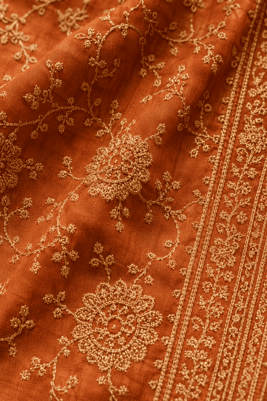 Unstitched Rose-Red Tissue Silk With Zari Work Suit Material