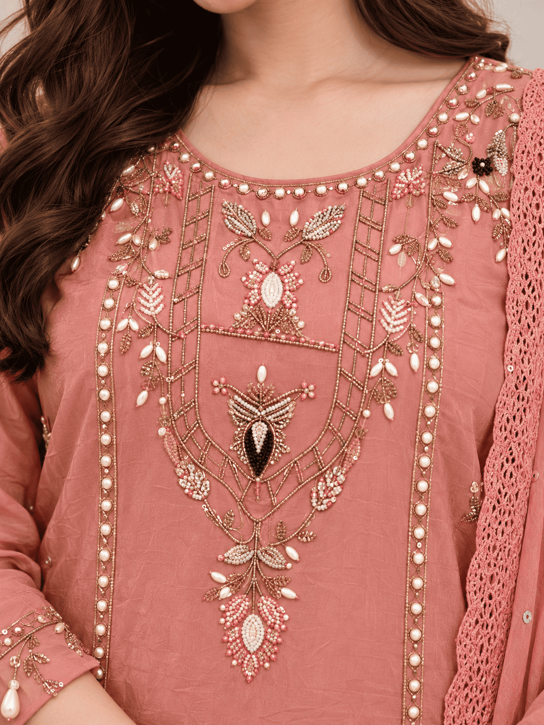 Pink Mul Chanderi Embroidered Kurta and Pant With Dupatta