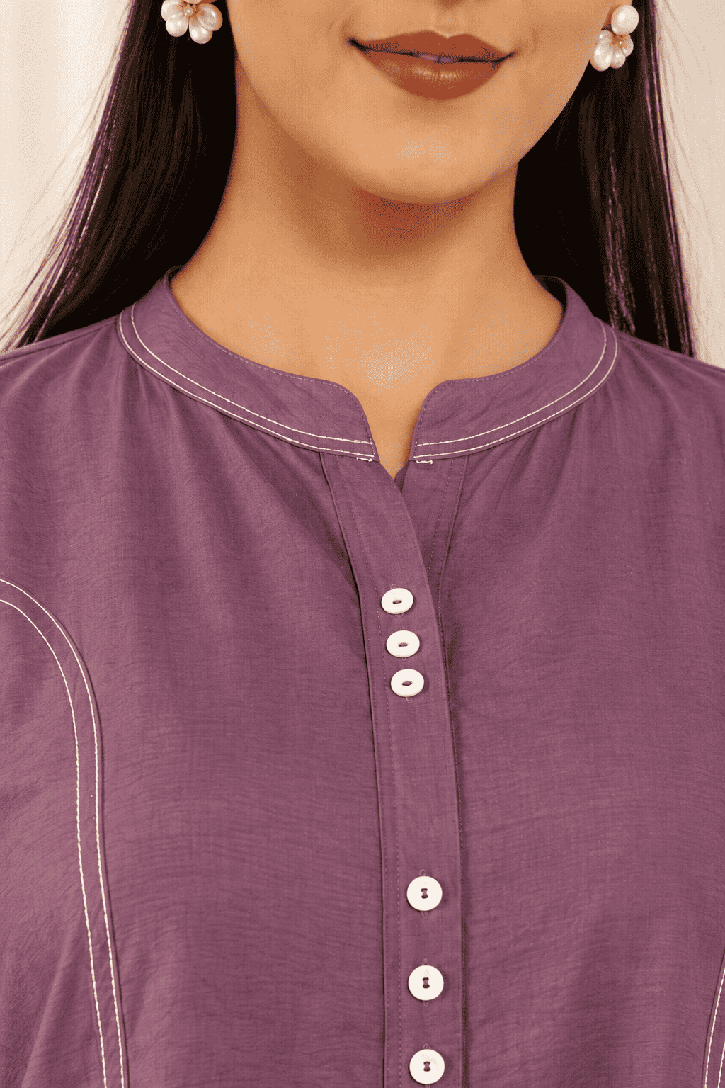 Wine Butter Cotton kurta pant set
