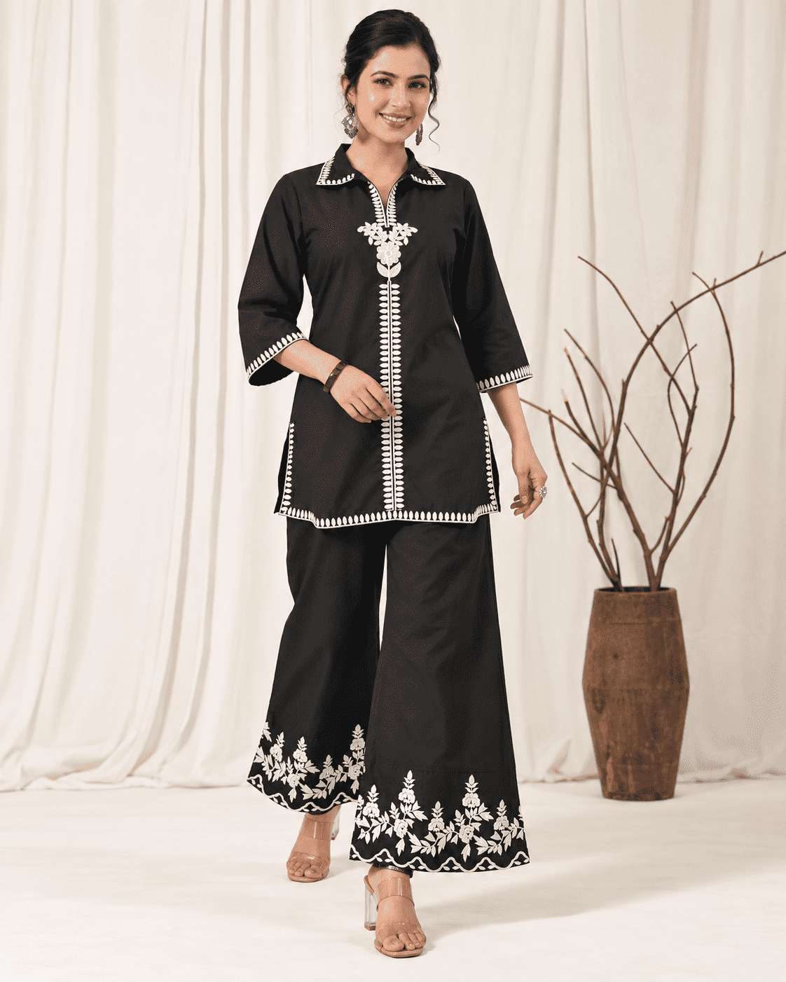 Black Cotton Blend Co-ord Set