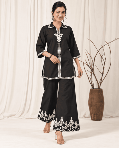 Black Cotton Blend Co-ord Set