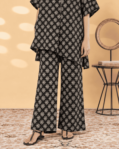 Black Printed Cotton Blend Co-ord Set