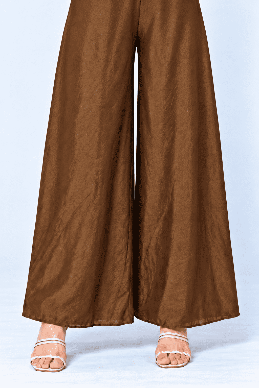 Brown Embroidered Tissue Kurta and Pant with Dupatta