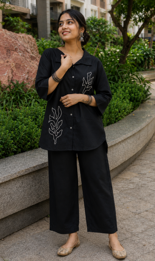 Black Dabu Cotton Co-ord Set
