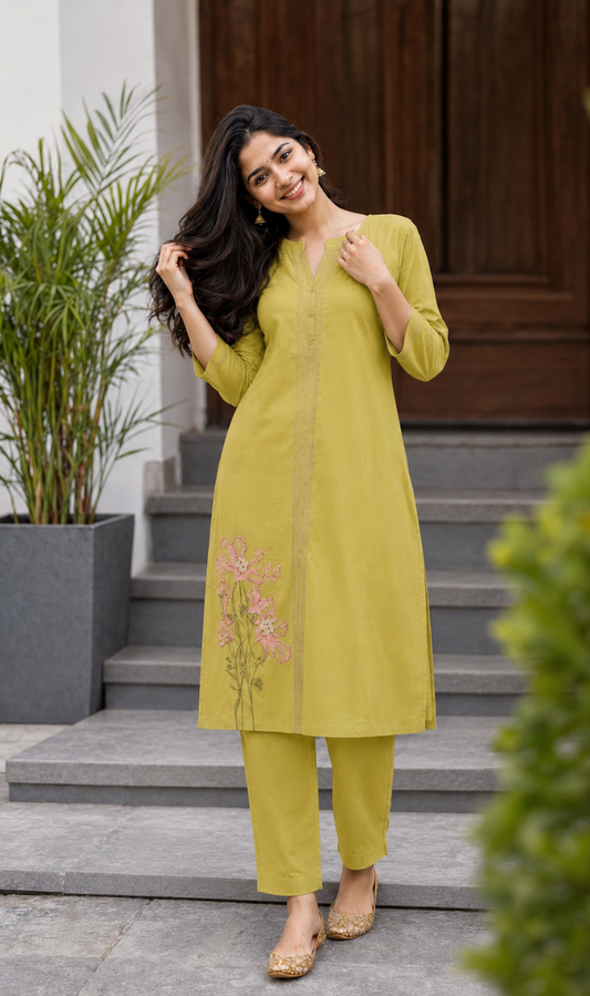 Liril Embroidered Modal Cotton Kurta Pant Set