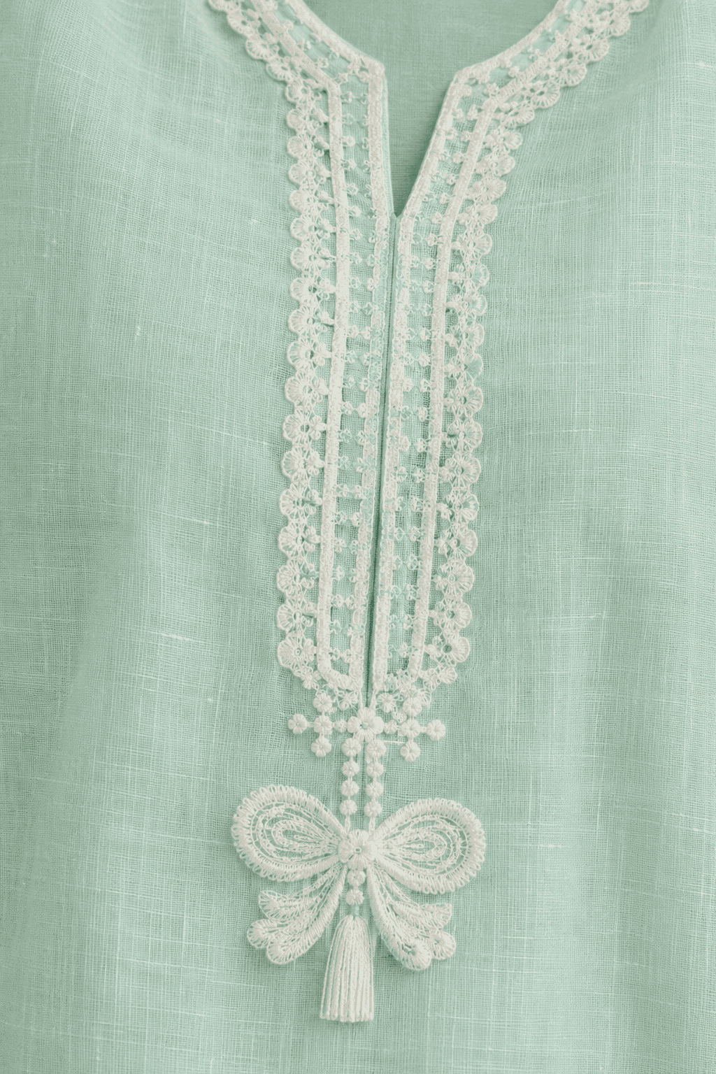Unstitched sea green linen suit set with dupatta