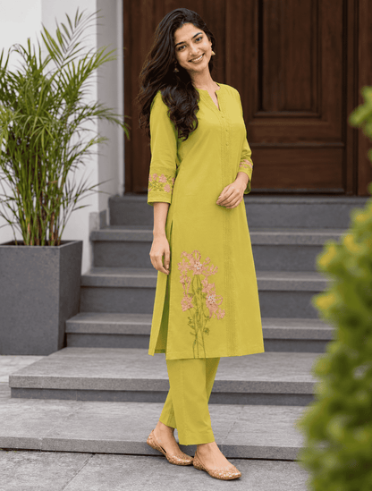 Liril Embroidered Modal Cotton Kurta Pant Set