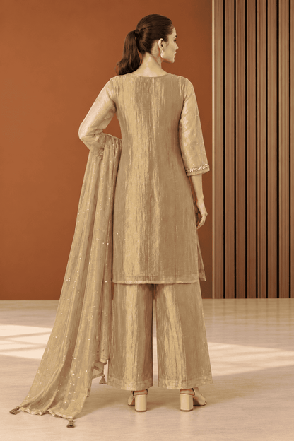 Mouse Embroidered Salsa Tissue Kurta and Pant with Dupatta