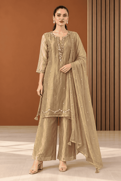 Mouse Embroidered Salsa Tissue Kurta and Pant with Dupatta