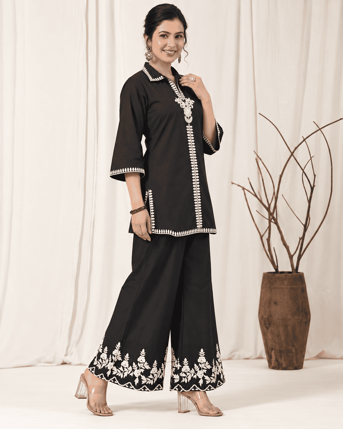 Black Cotton Blend Co-ord Set