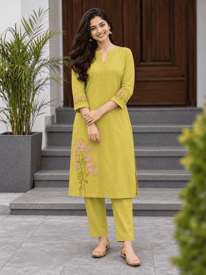 Liril Embroidered Modal Cotton Kurta Pant Set