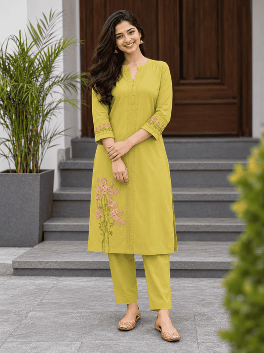 Liril Embroidered Modal Cotton Kurta Pant Set
