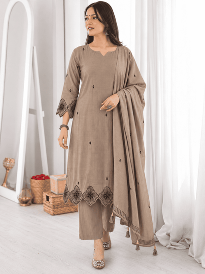 Mouse Embroidered Mul Chanderi Kurta and pant with dupatta