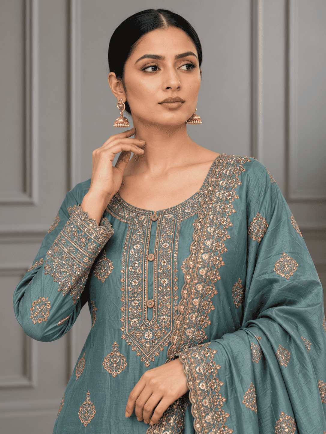 Semi-Stitched Soft Organza-Silk In Pistachio Green With A Gentle Luminous Sheen Suit Material