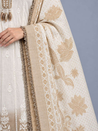 Ivory & Grey Mul Chanderi Ombre Shaded Kurta and Pant with Dupatta
