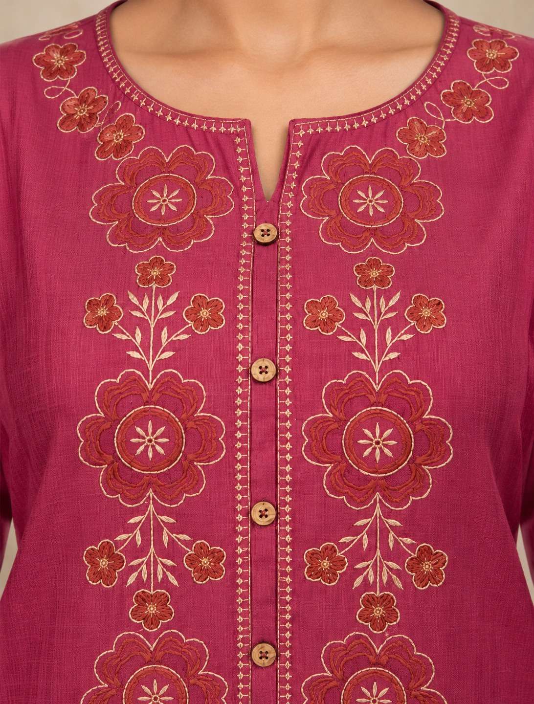 Pink Embroidered Cotton Flex Kurta and Pant with Dupatta