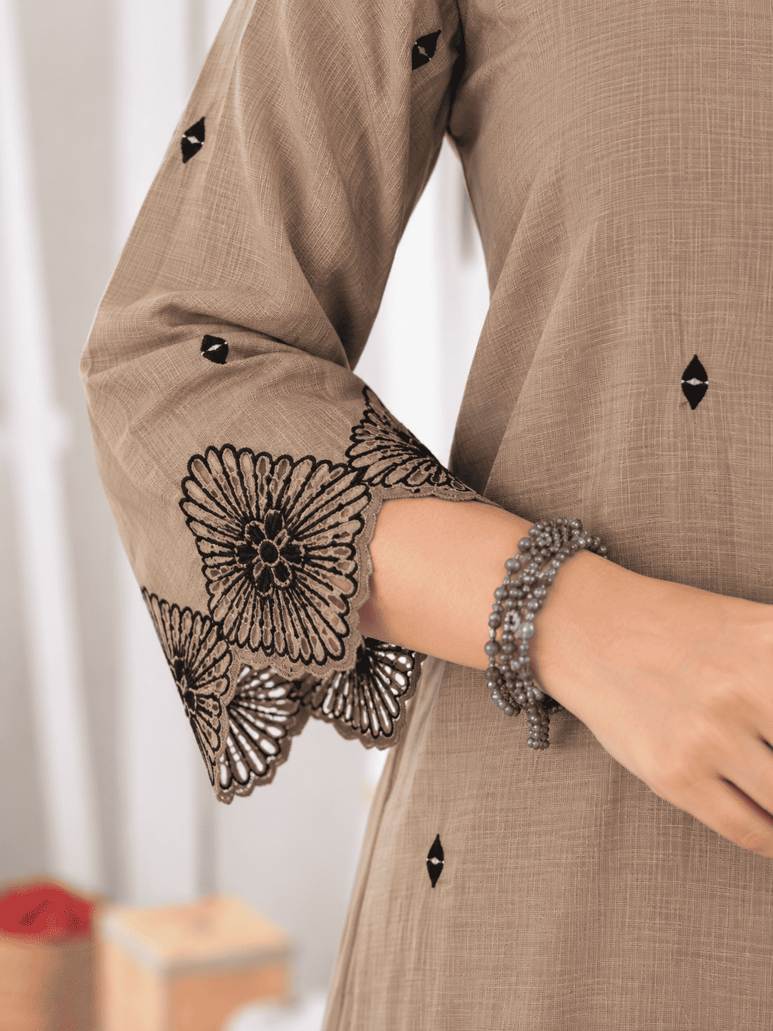 Mouse Embroidered Mul Chanderi Kurta and pant with dupatta