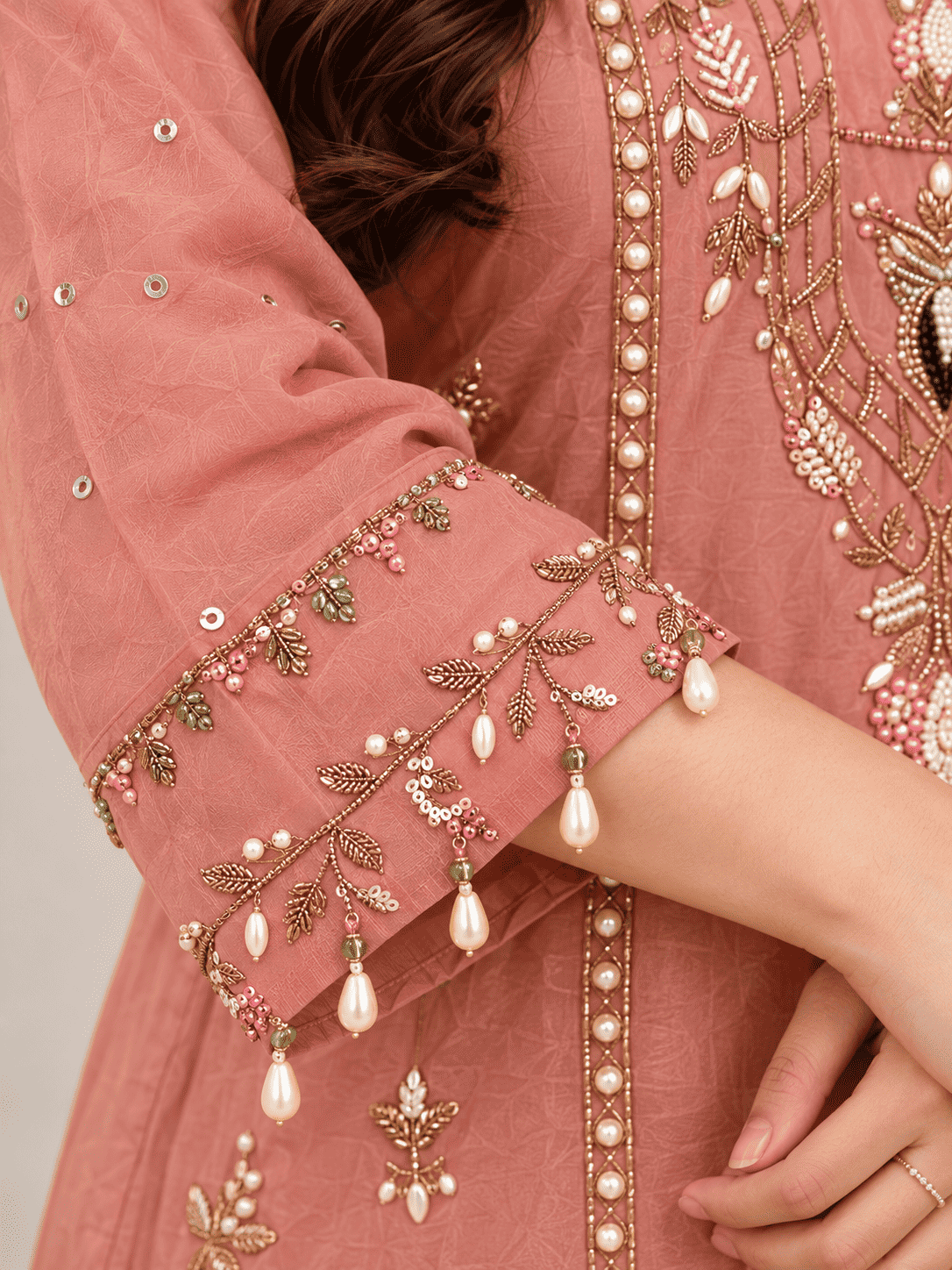 Pink Mul Chanderi Embroidered Kurta and Pant With Dupatta