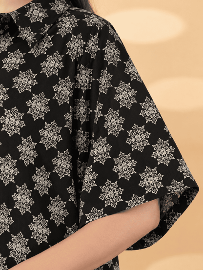 Black Printed Cotton Blend Co-ord Set