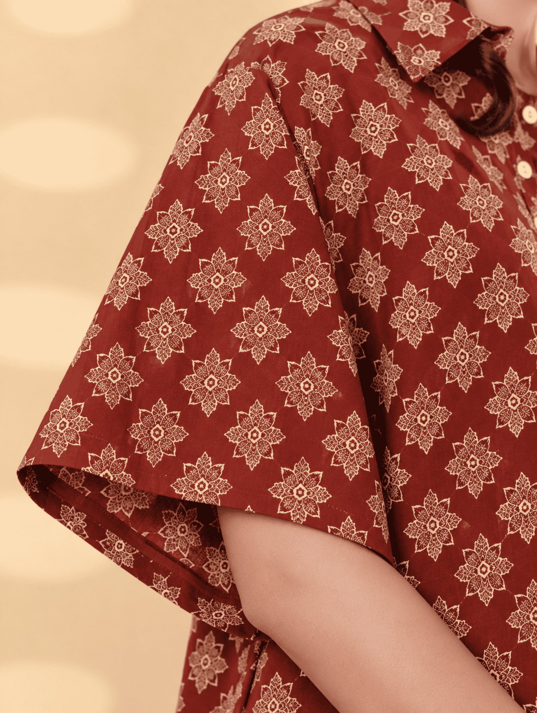 Maroon Printed Cotton Blend Co-ord Set