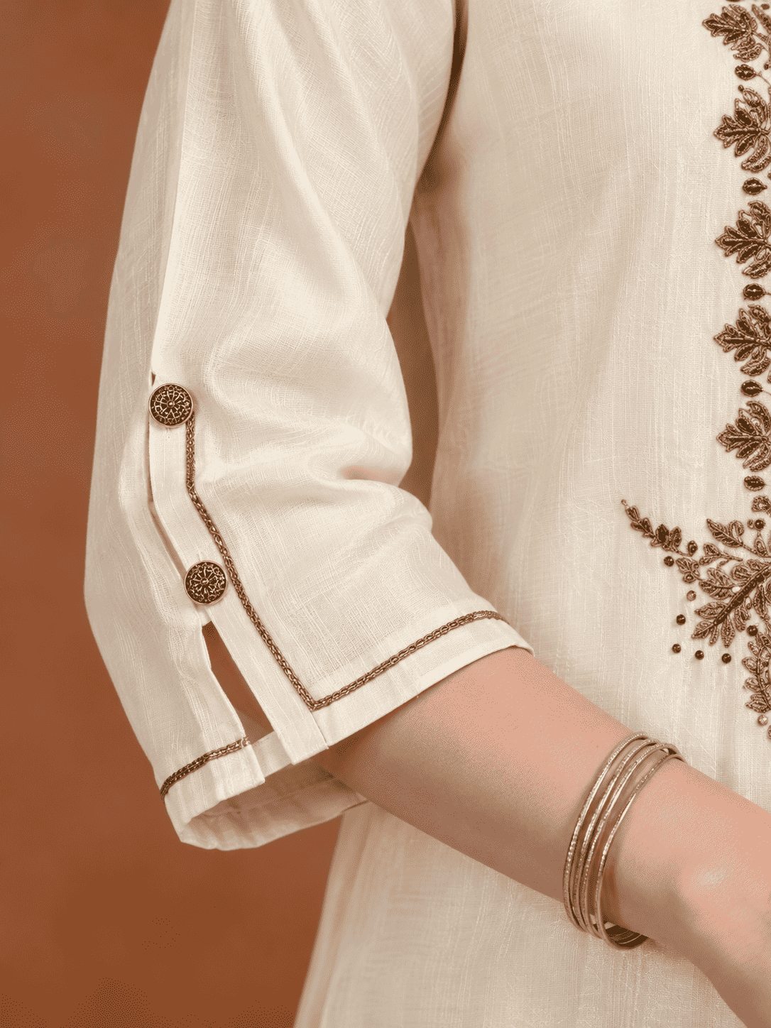 Ivory Embroidered Dola Silk Kurta and Palazzo with dupatta
