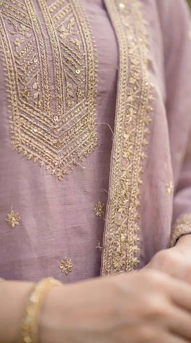 Semi Stitched Soft Blush Pink With Delicate Work Suit Material